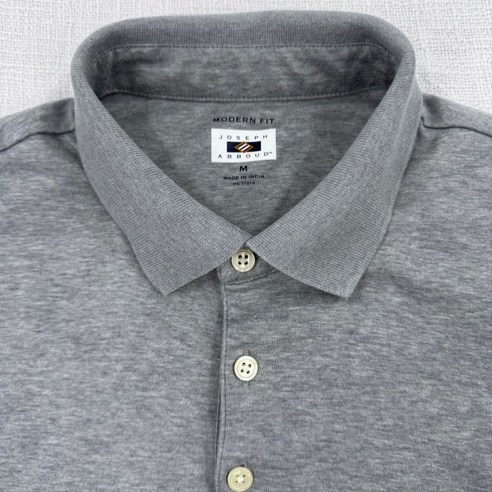 Joseph Abboud Mens Modern Fit Polo Shirt Medium Gray Short Sleeve 100% Cotton‎